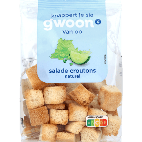 Foto van G'woon Salade croutons naturel op witte achtergrond