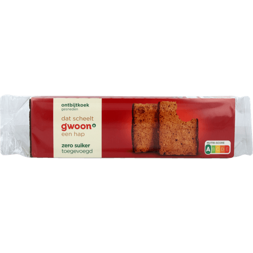 Foto van G'woon Ontbijtkoek gesneden 0% suiker op witte achtergrond