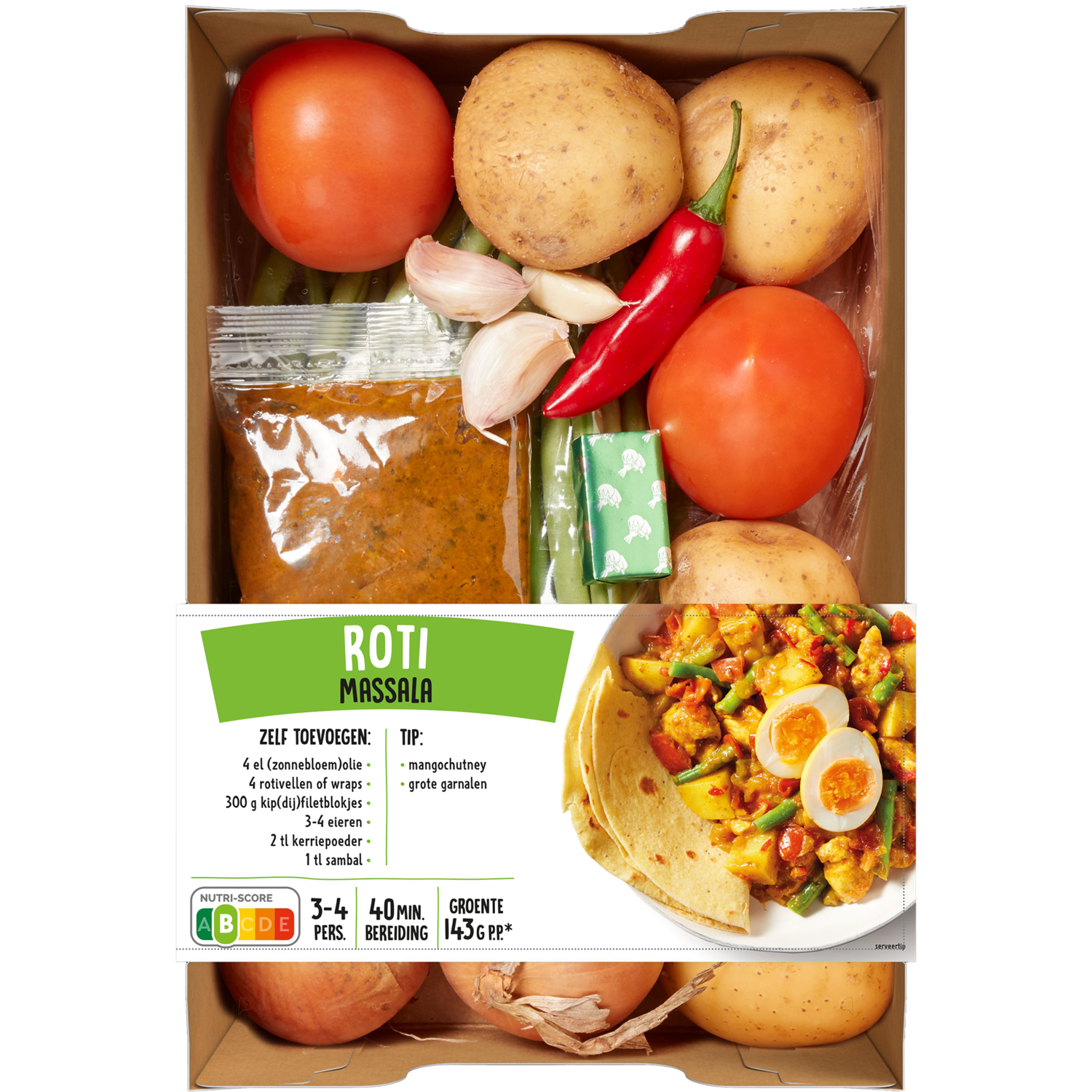 Verspakket roti massala
