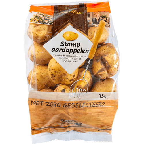 Foto van Poldergoud Stamppotaardappelen zeer kruimig op witte achtergrond