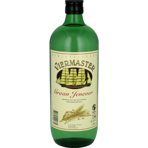 Foto van Viermaster Jonge graanjenever op witte achtergrond