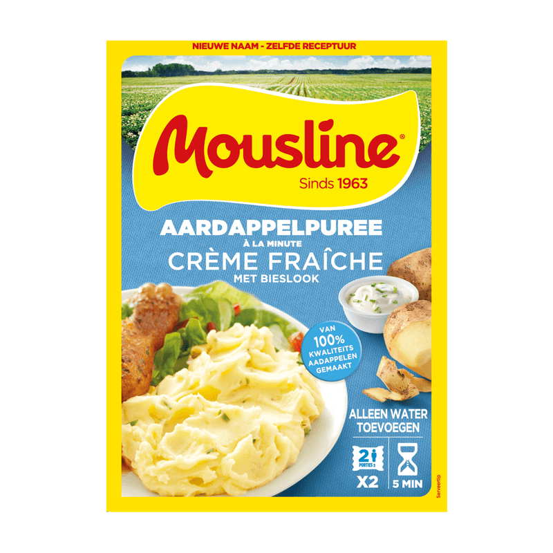 Mousline Aardappelpuree crème fraiche bieslook