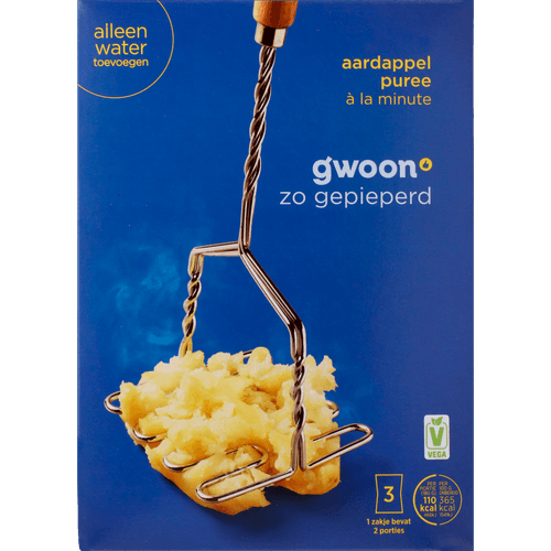 Foto van G'woon Aardappelpuree a la minute op witte achtergrond