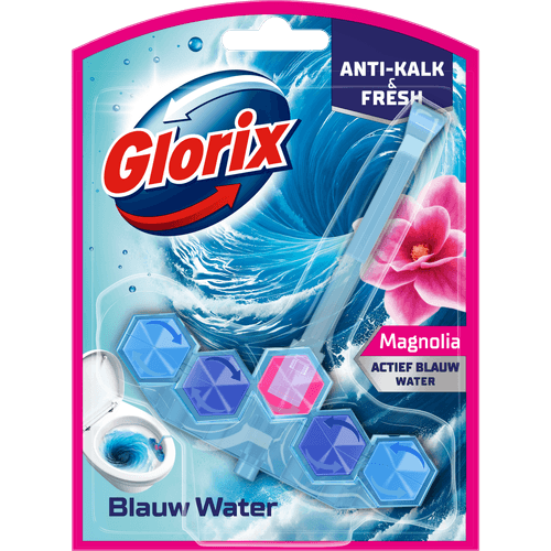 Foto van Glorix Toiletblok blauw water pink op witte achtergrond