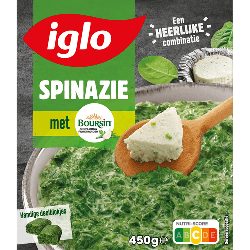 Foto van Iglo Spinazie boursin op witte achtergrond