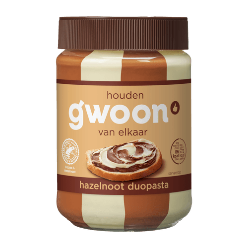 Foto van G'woon Duopasta hazelnoot op witte achtergrond