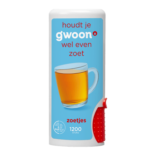 Foto van G'woon Zoetstoftabletten 1200 stuks op witte achtergrond