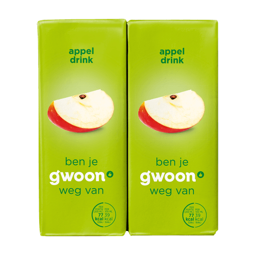 Foto van G'woon Appeldrink 10x200 ml op witte achtergrond