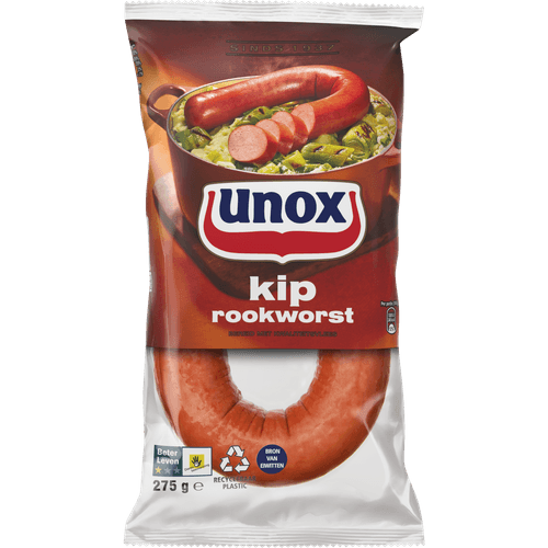 Foto van Unox Rookworst kip op witte achtergrond