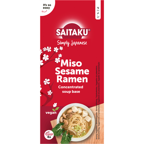 Foto van Saitaku Miso sesame ramen soep base 4 stuks op witte achtergrond