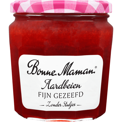 Foto van Bonne Maman Fruitspread aardbei fijn gezeefd op witte achtergrond