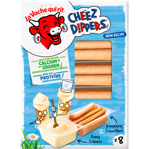 Foto van La Vache Qui Rit Cheez dipper 8 st. op witte achtergrond