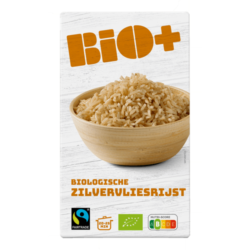 Foto van Bio+ Zilvervliesrijst op witte achtergrond