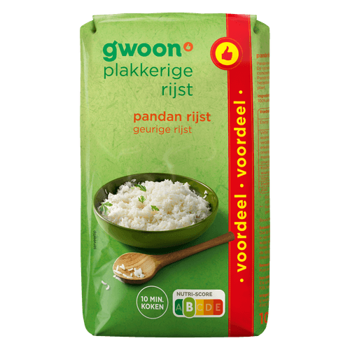 Foto van G'woon Pandanrijst op witte achtergrond