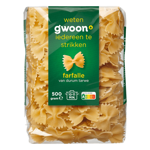 Foto van G'woon Farfalle op witte achtergrond