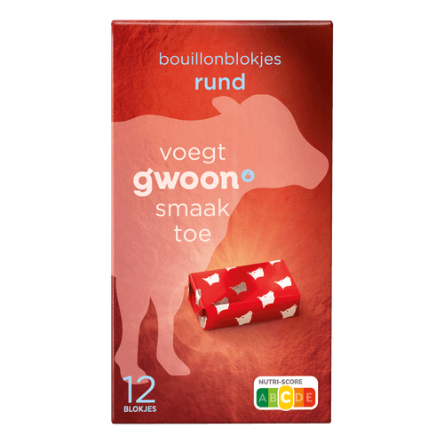 Foto van G'woon Bouillonblokjes rund op witte achtergrond