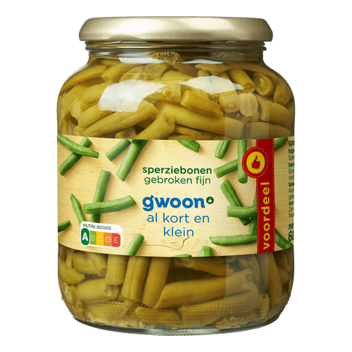 Foto van G'woon Sperziebonen fijn gebroken op witte achtergrond