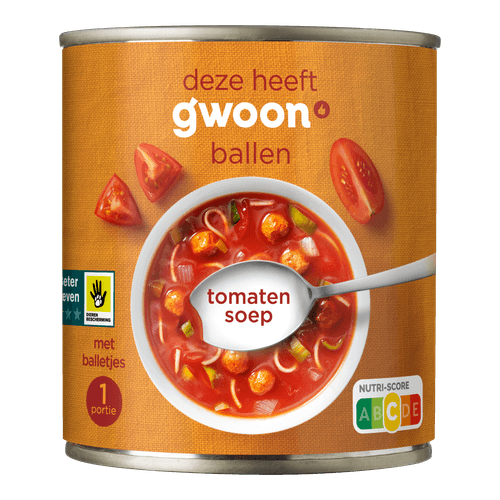 Foto van G'woon Tomatensoep op witte achtergrond