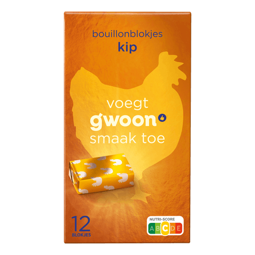 Foto van G'woon Bouillon blokjes kip 12 stuks op witte achtergrond