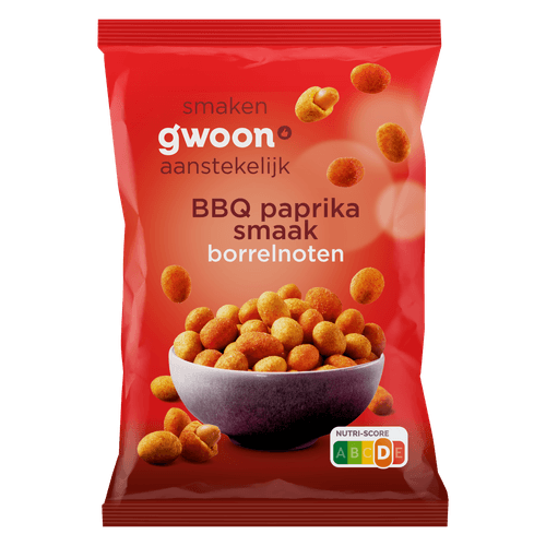 Foto van G'woon Borrelnoten bbq paprika op witte achtergrond