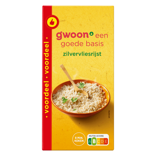 Foto van G'woon Zilvervliesrijst op witte achtergrond