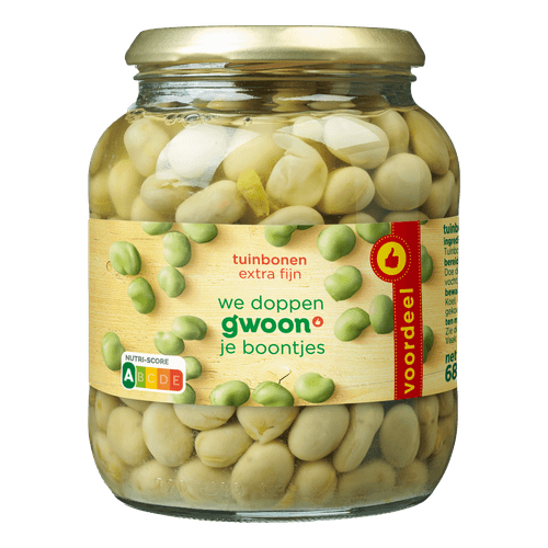 Foto van G'woon Tuinbonen extra fijn op witte achtergrond