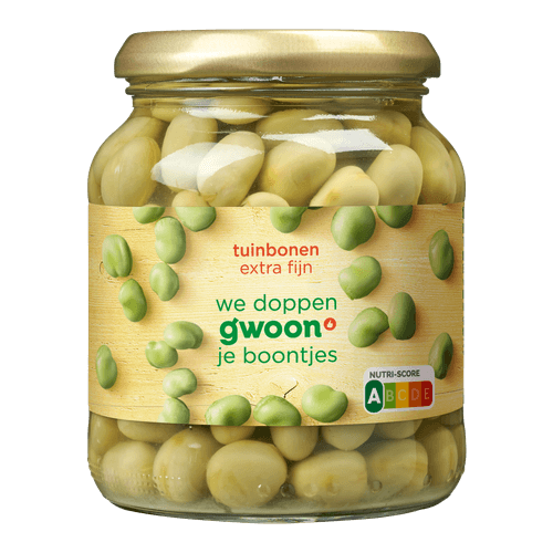 Foto van G'woon Tuinbonen extra fijn op witte achtergrond