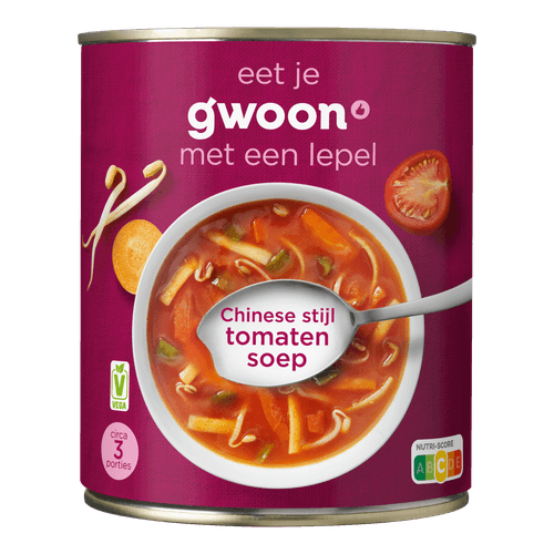 Foto van G'woon Soep chinese tomaten op witte achtergrond