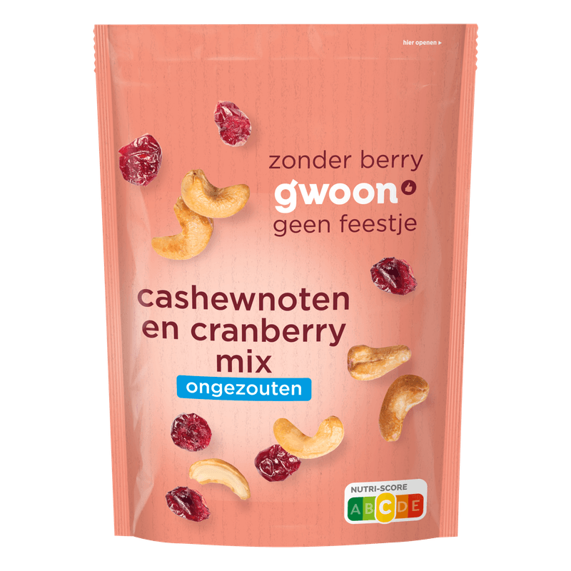 G'woon Cashewnoten en cranberry mix