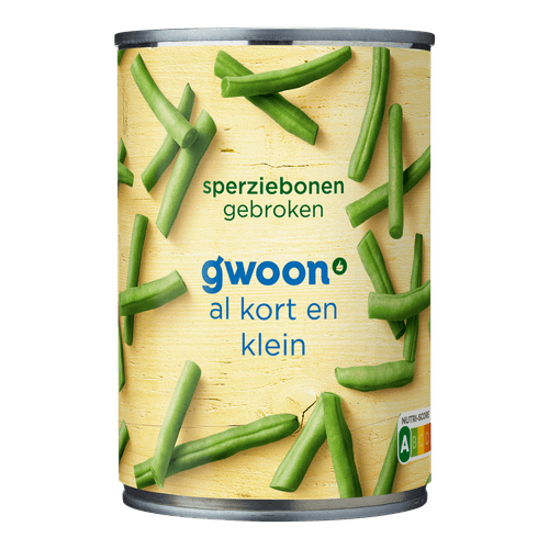 Foto van G'woon Sperziebonen fijn gebroken op witte achtergrond