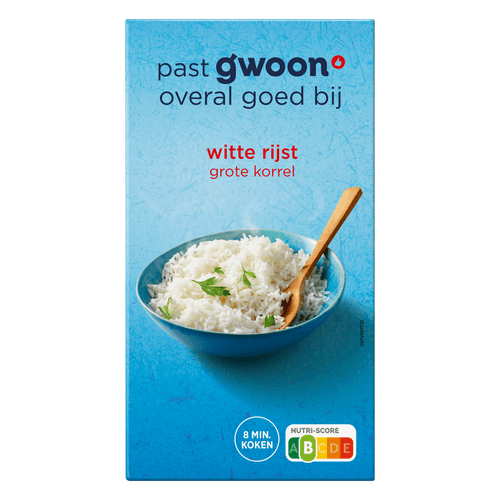 Foto van G'woon Witte rijst op witte achtergrond