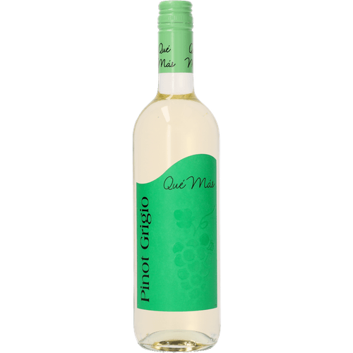 Foto van Que Mas Pinot grigio op witte achtergrond