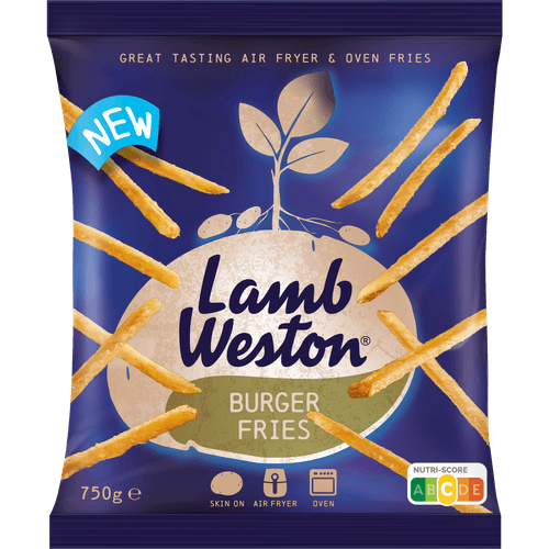 Foto van Lamb Weston Burger fries op witte achtergrond