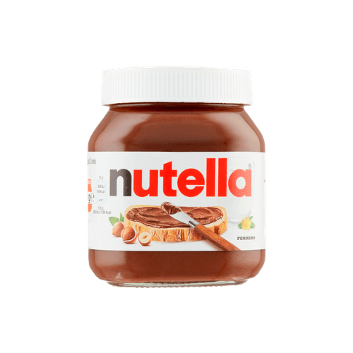 Foto van Nutella Hazelnootpasta op witte achtergrond