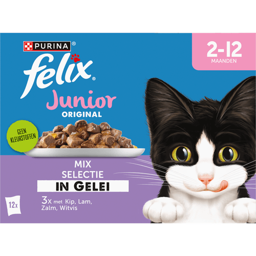 Foto van Felix Kattenvoer nat original junior multipack 12 stuks op witte achtergrond