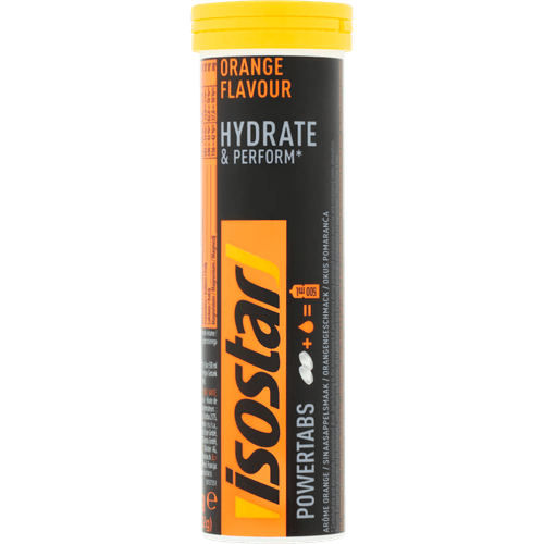 Foto van Isostar Fast hydration powertabs orange op witte achtergrond