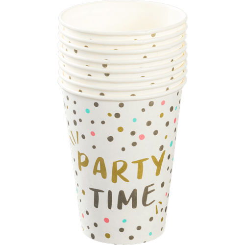 Foto van Non food Party time bekers 25cl 8st op witte achtergrond