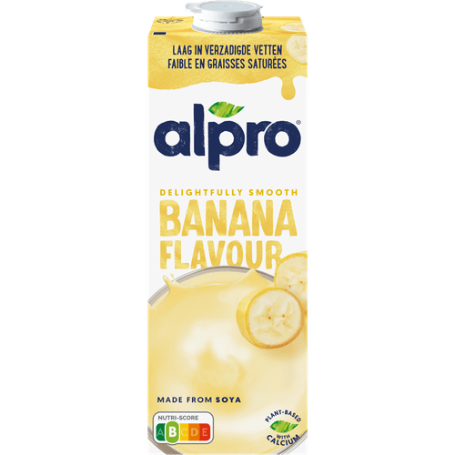 Foto van Alpro Sojadrink banaan op witte achtergrond