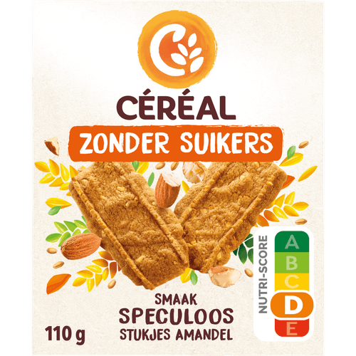 Foto van Céréal Koekjes speculoos & stukjes amandel op witte achtergrond