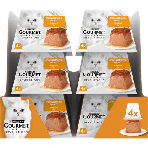 Foto van Gourmet Kattenvoer revelations mousse kip op witte achtergrond