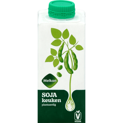 Foto van Melkan Plantaardige kookroom soja op witte achtergrond