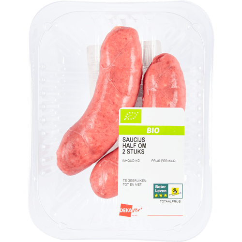 Foto van DekaVers Bio saucijs 2 stuks op witte achtergrond