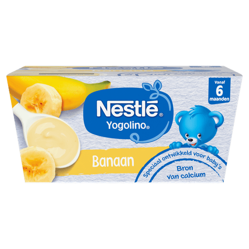 Foto van Nestlé Yogolino banaan 6+ maanden op witte achtergrond
