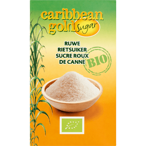 Foto van Bio rietsuiker op witte achtergrond