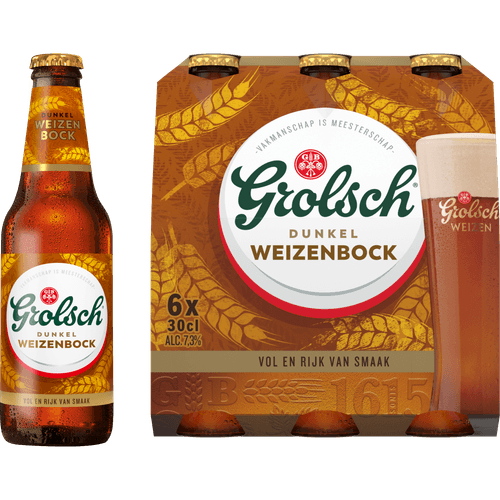 Foto van Grolsch Weizenbock 6x 30cl op witte achtergrond