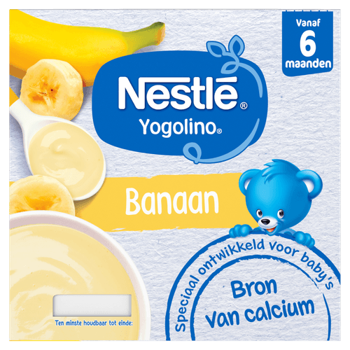 Foto van Nestlé Yogolino banaan 6+ maanden op witte achtergrond