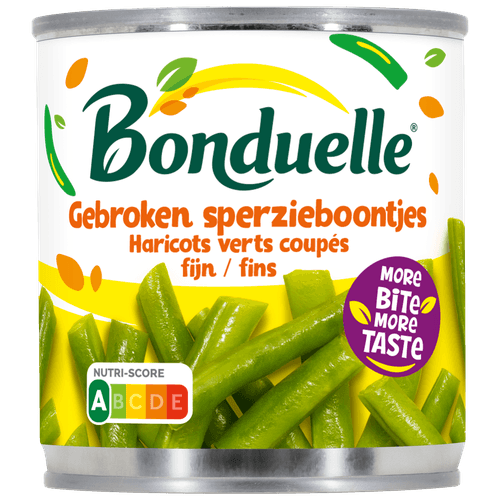 Foto van Bonduelle Sperziebonen gebroken op witte achtergrond