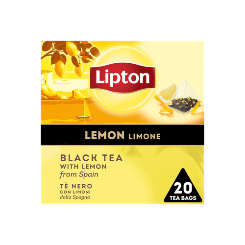 Foto van Lipton Thee lemon kop 20 zk. op witte achtergrond