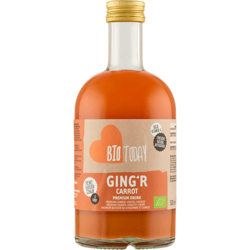 Foto van Bio Today Ginger wortel bio op witte achtergrond