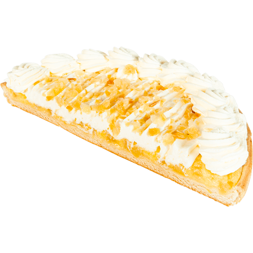 Foto van DekaVers Appel citroenvlaai half op witte achtergrond